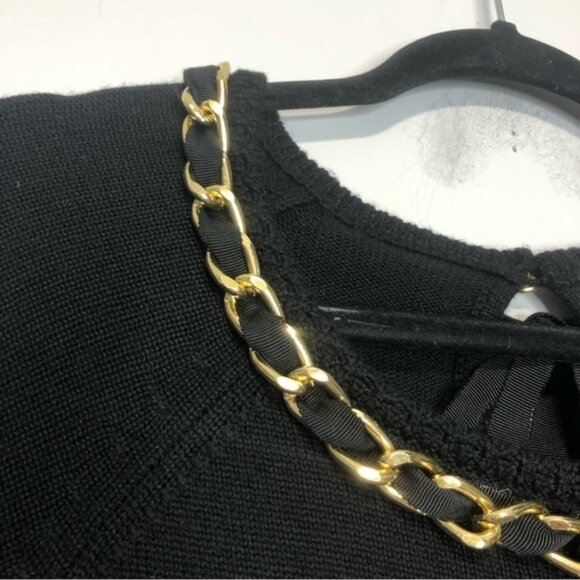 Milly Merino Wool Mini Sweater Dress Gold Chain Detail size S - Picture 3 of 7